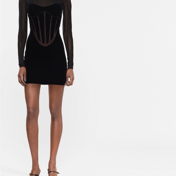 COPY - Mugler X Wilford Semi-Sheer Paneled Mini Dress - Picture 3 of 5